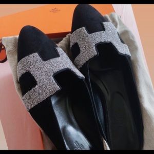 Hermès mules black and bling sandals